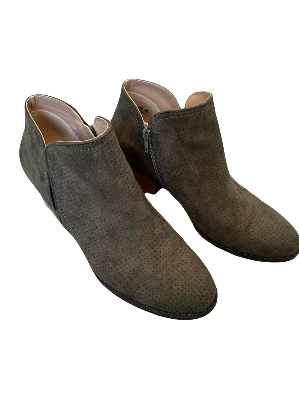 Life Stride Blake  Women’s   9.5 Gray   Suede   Ankle   Boots  Block Heel